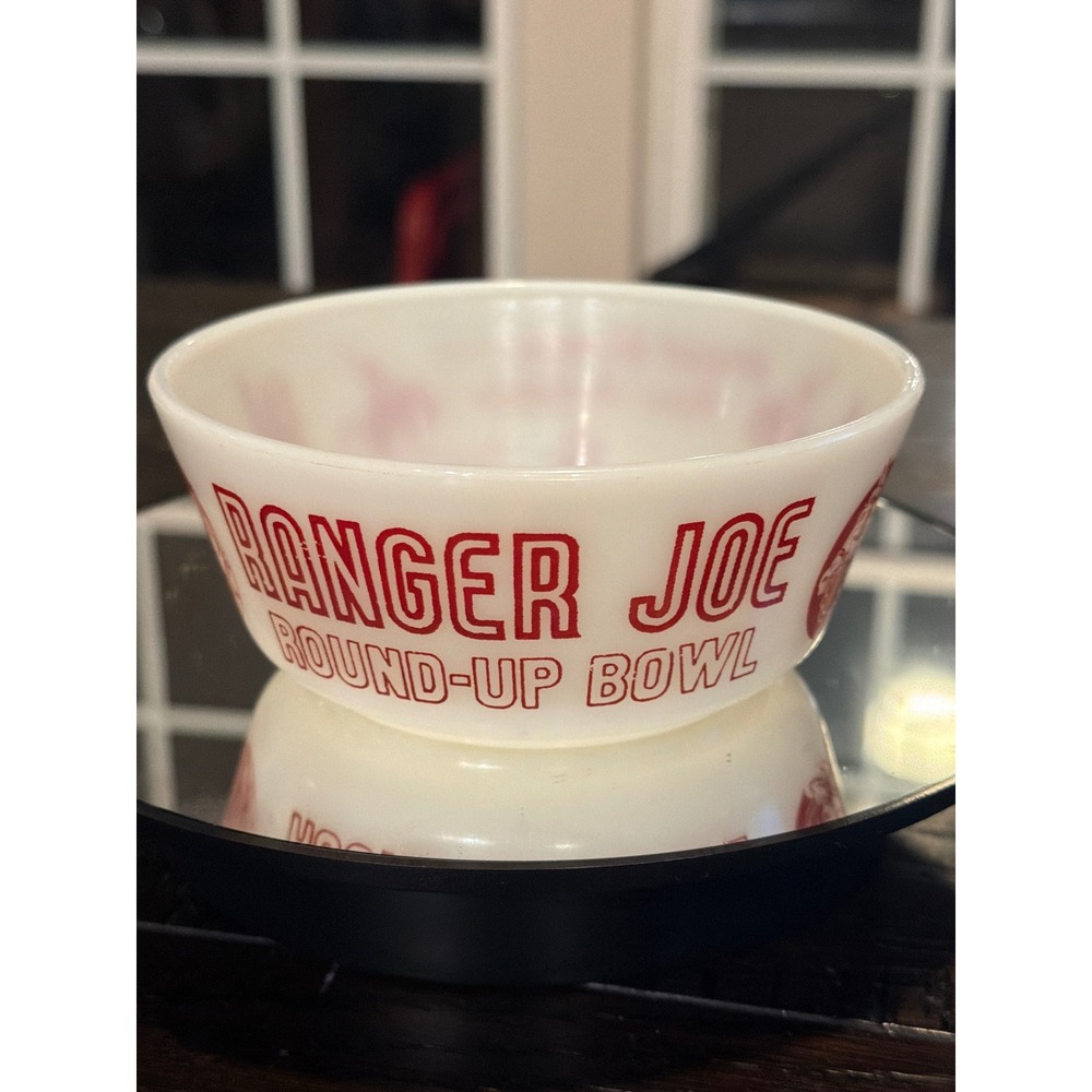 Vintage Ranger Joe Round-Up Bowl | Milk Glass Cowboy Cereal Bowl